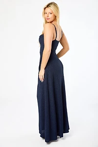Cowl-Neck Maxi Glitter Dress