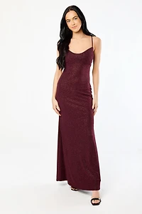 Lace-Up Back Glitter Mermaid Dress
