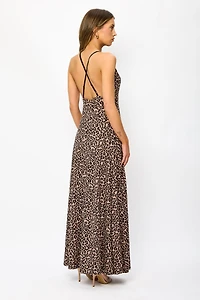 Leopard-Print Brushed Maxi Dress
