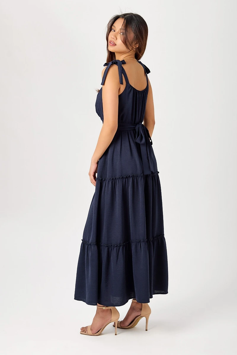 Airflow Tiered Maxi Dress with Tie-Back