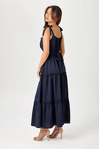 Airflow Tiered Maxi Dress with Tie-Back