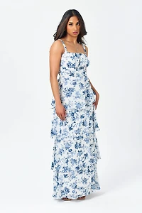Floral Yoryu Emma Bust Multi-Layered Maxi Dress