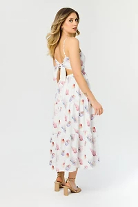 Shell Print Airflow Spaghetti-Strap Midi Dress