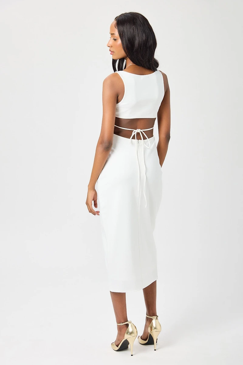 Sleeveless Knit Midi Dress with Open Back