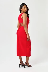 Sleeveless Knit Midi Dress with Open Back