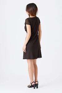 Mesh V-Neck Ruffle Dress