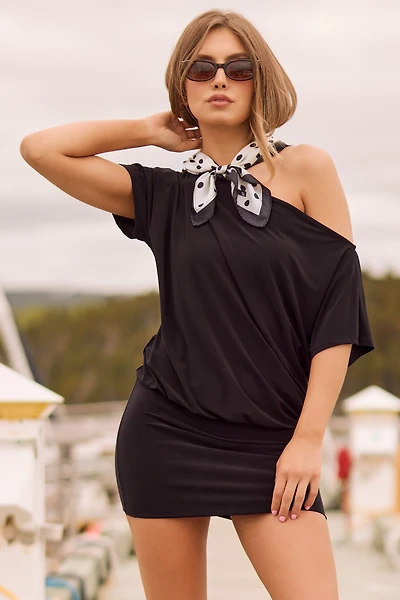 Off-The-Shoulder Dress with Banded Bottom