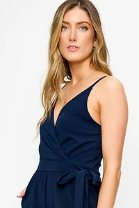 Crossover V-Neck Culotte Jumpsuit