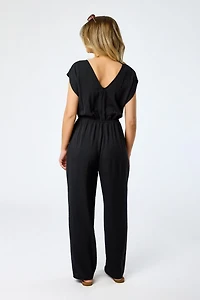 Airflow Dolman Sleeve V-Neck Tie-Front Jumpsuit