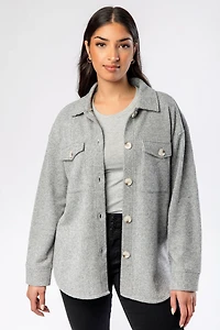 Brushed Waffle Long Sleeve Oversized Shirt