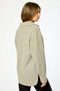 Brushed Waffle Long Sleeve Oversized Shirt
