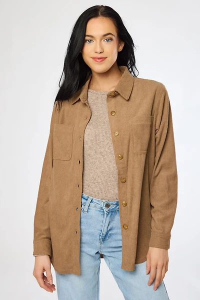 Velvet Corduroy Patch Pocket Shirt