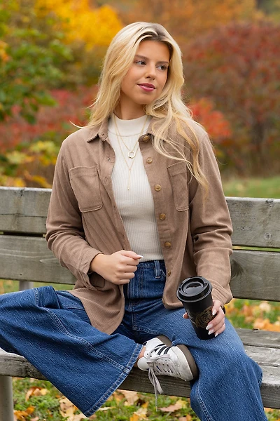 Velvet Corduroy Patch Pocket Shirt