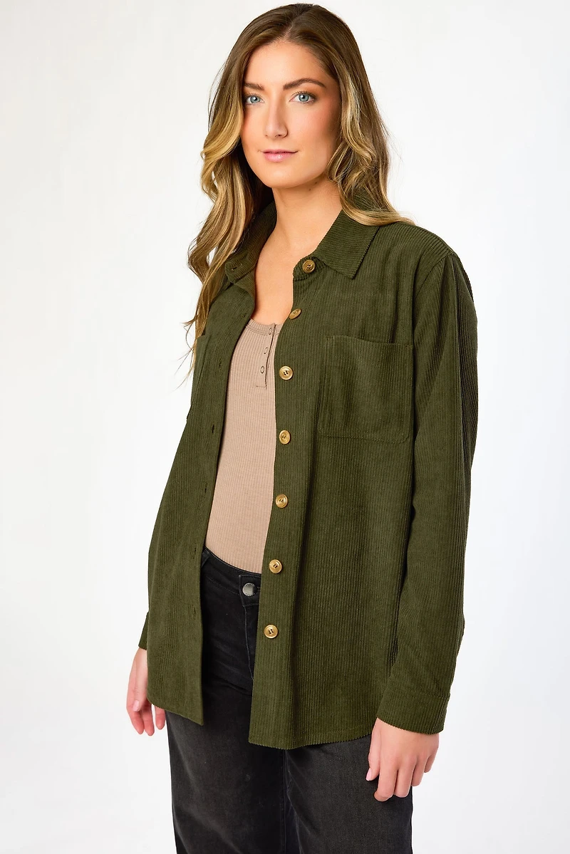 Velvet Corduroy Patch Pocket Shirt