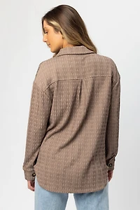 Textured Cable-Knit Button Down Shirt