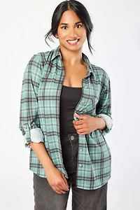 Plaid Roll-Up Knit Shirt