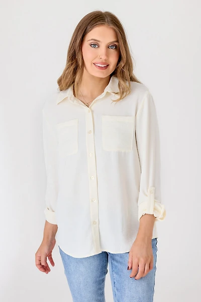 Airflow Blouse with Roll-Up Sleeves