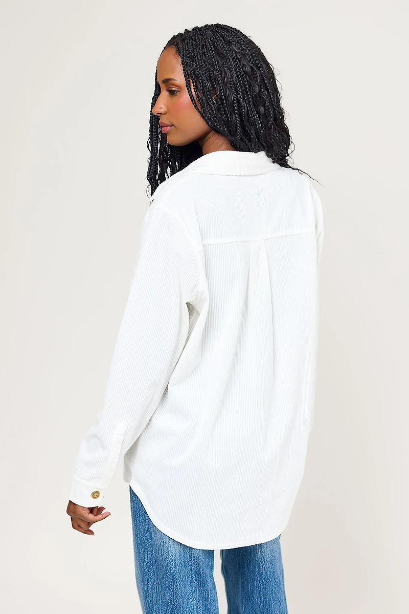 Velvet Corduroy Button-Front Shirt