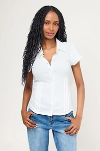 Jersey Cap Sleeve Tie-Back Shirt