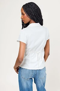 Jersey Cap Sleeve Tie-Back Shirt