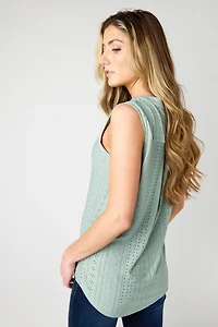 Eyelet Knit Sleeveless Blouse