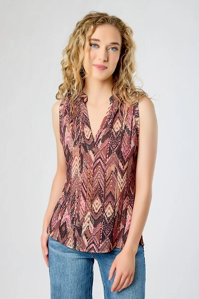 Ikat Print Bulgari Sleeveless Shirt