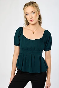 Airflow Short-Sleeve Tie-Back Peasant Top