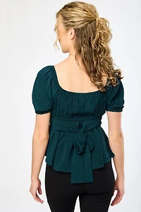 Airflow Short-Sleeve Tie-Back Peasant Top