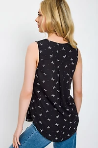 Bow-Print Sleeveless Blouse