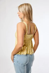 Ditsy Print Challis Ruffle Babydoll Top