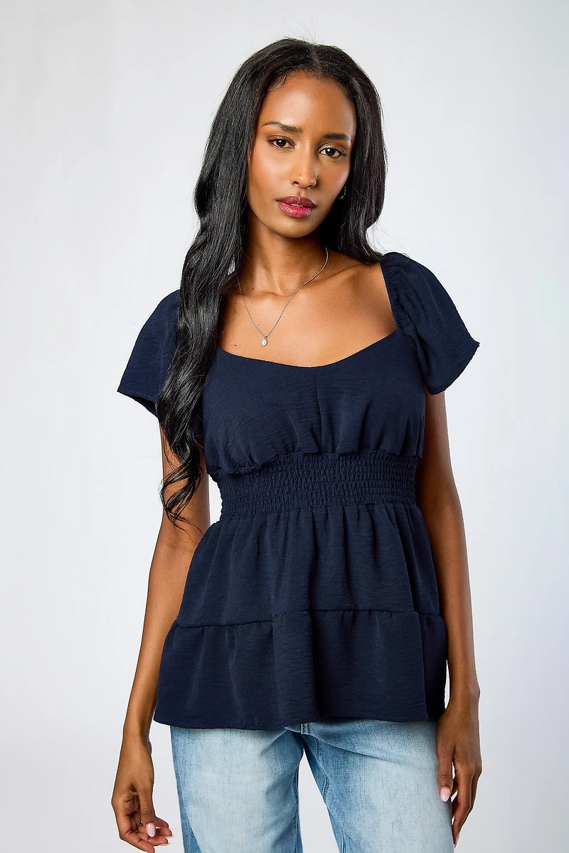 Airflow Flutter Sleeve High-Low Babydoll Top