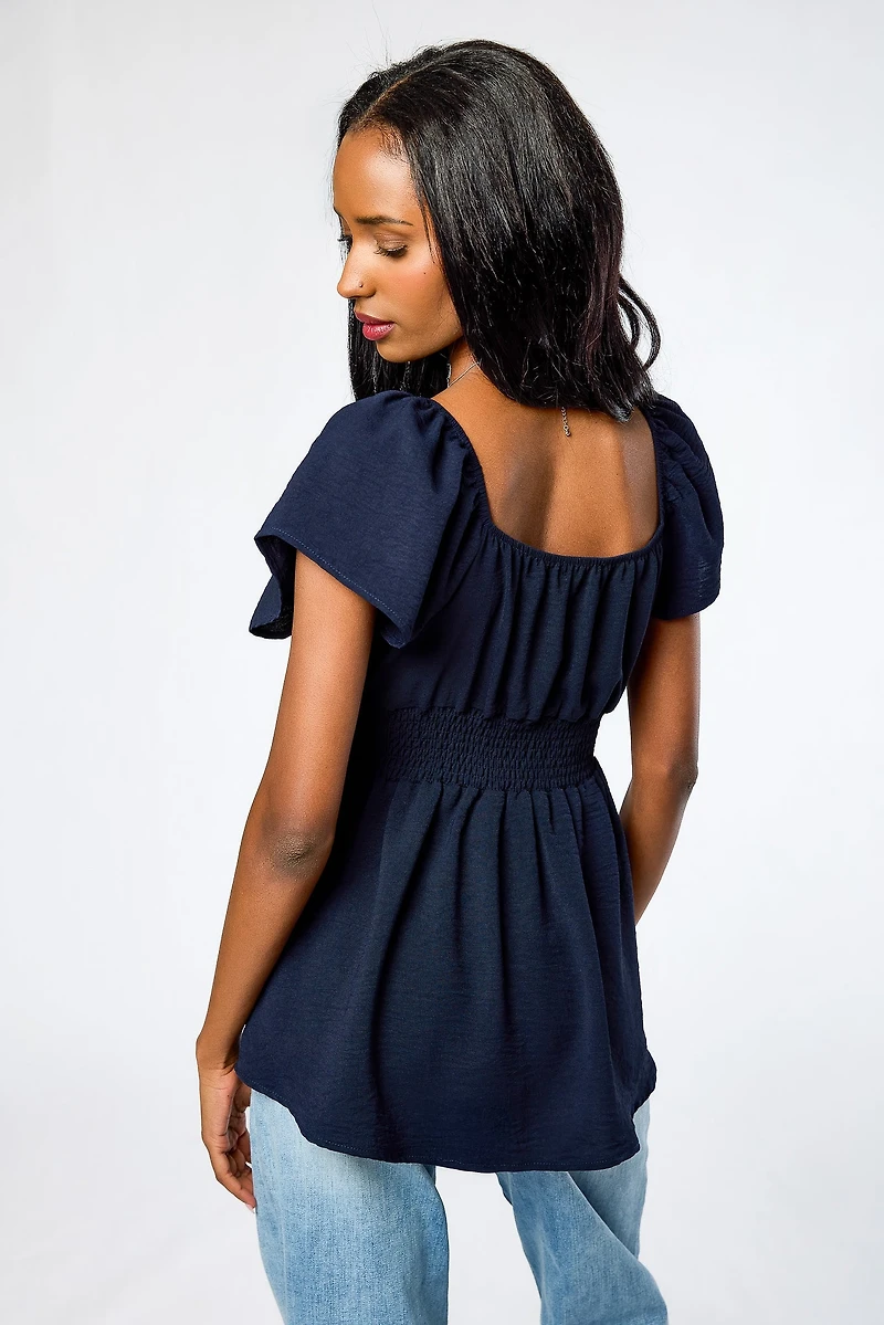 Airflow Flutter Sleeve High-Low Babydoll Top