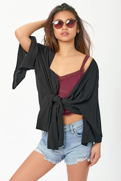 Open-Front Tie Cardigan