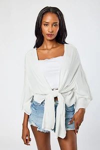 Open-Front Tie Cardigan