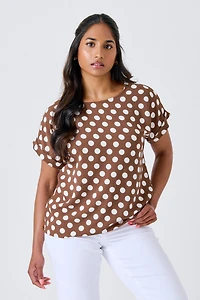 Polka Dot Airflow Short-Sleeve Blouse