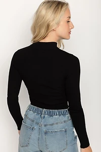 Long-Sleeve Ribbed Mockneck Sweater
