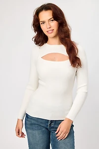 Ribbed Cutout Long sleeve Sweater