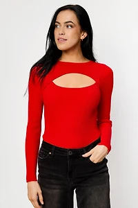 Ribbed Cutout Long sleeve Sweater