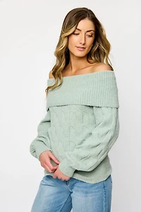 Cable Knit Off-Shoulder Sweater