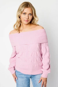 Cable Knit Off-Shoulder Sweater