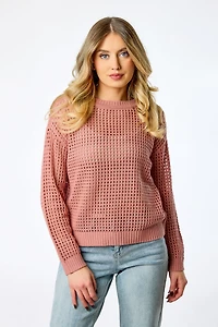 Breezy Style Crewneck Crochet Sweater