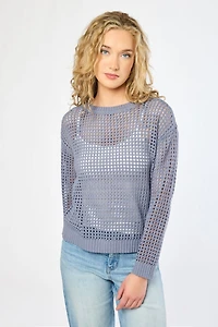 Breezy Style Crewneck Crochet Sweater