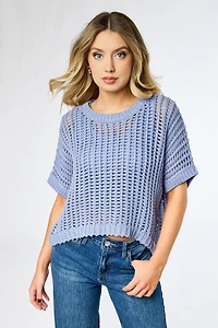 Oversized Openwork Short-Sleeve Sweater