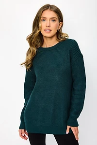 Tunic-Length Waffle-Knit Sweater