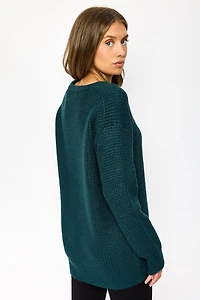 Tunic-Length Waffle-Knit Sweater