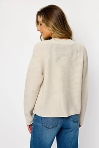 Waffle-Knit Open-Front Cardigan