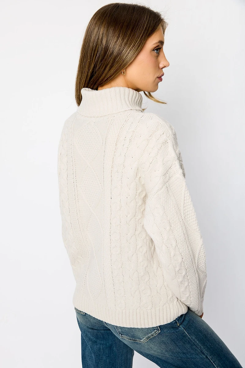 Cable-Knit Turtleneck Sweater