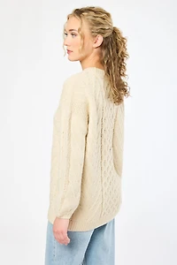 Crew-Neck Cable-Knit Sweater