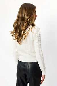 Scoop-Neck Cable Knit Cardigan
