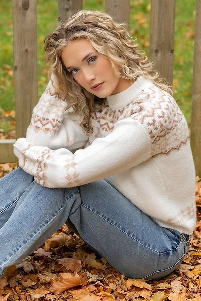 Fairisle Jacquard Mock-Neck Sweater